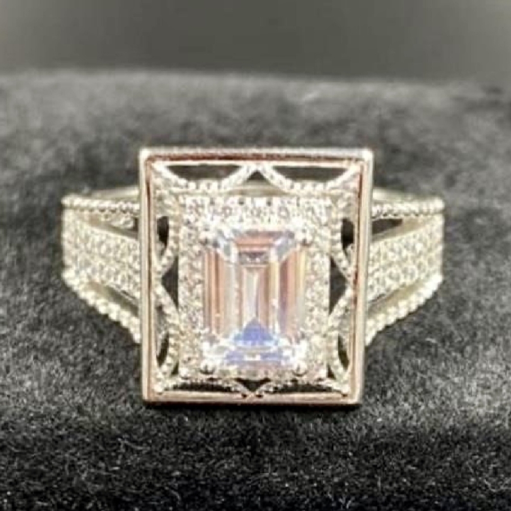 White Sapphire 1.00cttw Ring 14kt White Gold Over 925 Silver